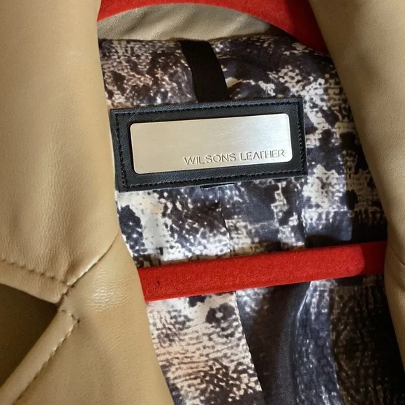 Wilson’s 💯Genuine Taupe Leather Moto Gorgeous Lining Logo Jacket New With Tags